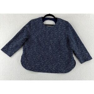 Akris Punto Navy Speckled Sweatshirt Womens Medium 3/4 Sleeve Back Cut Out Knit